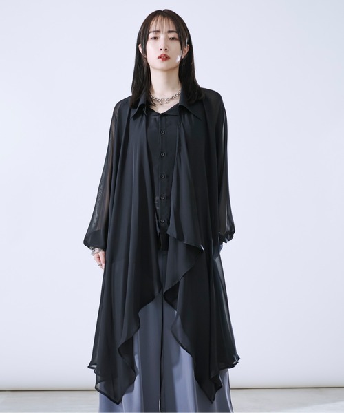 Ellno Loset（エルノロゼット）の「イレヘムレイヤードシアーシャツ（シャツ/ブラウス・メンズ・オフホワイト/ブラック・SMALL/MEDIUM/LARGE）」の13枚目の写真