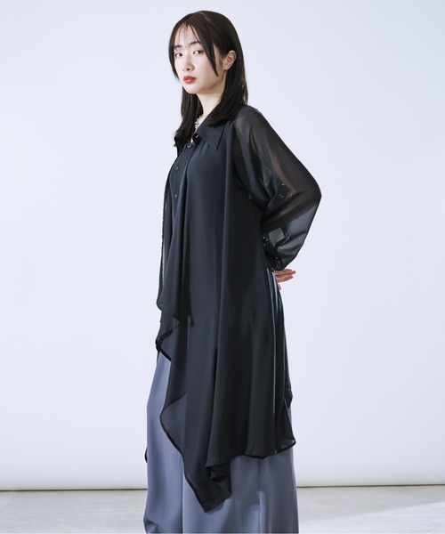 Ellno Loset（エルノロゼット）の「イレヘムレイヤードシアーシャツ（シャツ/ブラウス・メンズ・オフホワイト/ブラック・SMALL/MEDIUM/LARGE）」の12枚目の写真