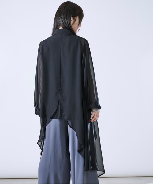 Ellno Loset（エルノロゼット）の「イレヘムレイヤードシアーシャツ（シャツ/ブラウス・メンズ・オフホワイト/ブラック・SMALL/MEDIUM/LARGE）」の11枚目の写真