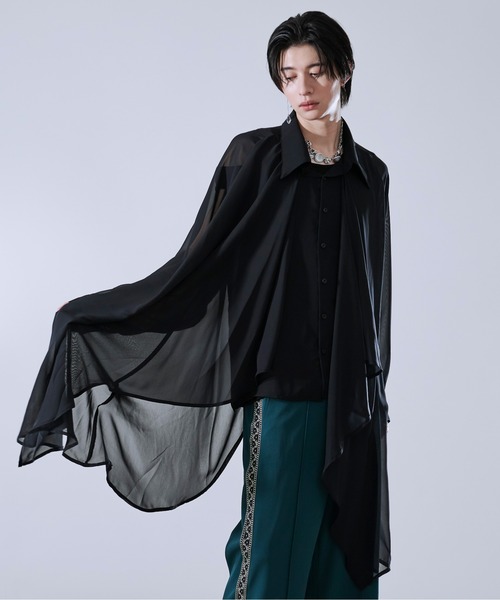 Ellno Loset（エルノロゼット）の「イレヘムレイヤードシアーシャツ（シャツ/ブラウス・メンズ・オフホワイト/ブラック・SMALL/MEDIUM/LARGE）」の8枚目の写真