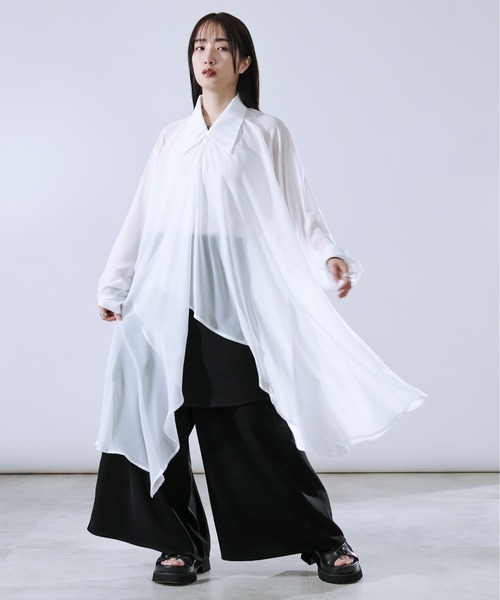 Ellno Loset（エルノロゼット）の「イレヘムレイヤードシアーシャツ（シャツ/ブラウス・メンズ・オフホワイト/ブラック・SMALL/MEDIUM/LARGE）」の7枚目の写真