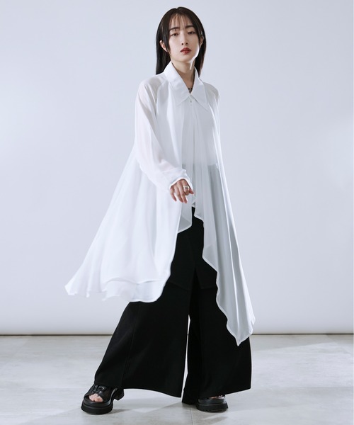 Ellno Loset（エルノロゼット）の「イレヘムレイヤードシアーシャツ（シャツ/ブラウス・メンズ・オフホワイト/ブラック・SMALL/MEDIUM/LARGE）」の6枚目の写真