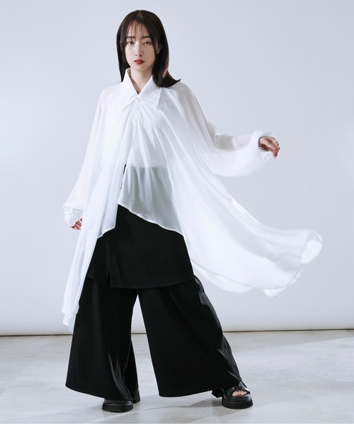 Ellno Loset（エルノロゼット）の「イレヘムレイヤードシアーシャツ（シャツ/ブラウス・メンズ・オフホワイト/ブラック・SMALL/MEDIUM/LARGE）」の5枚目の写真