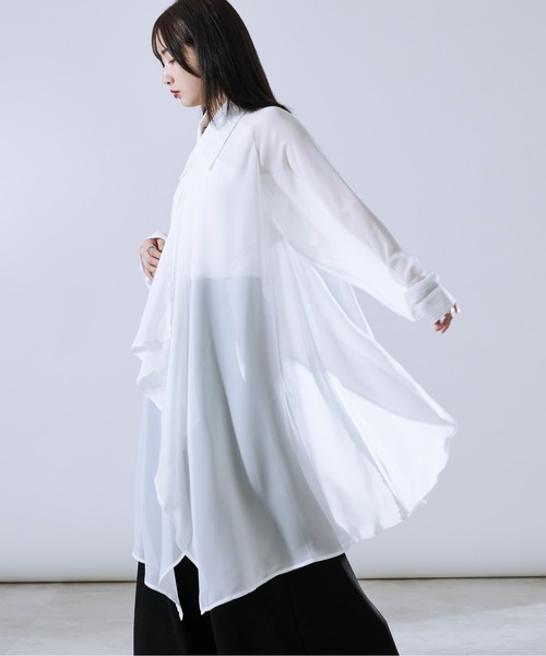 Ellno Loset（エルノロゼット）の「イレヘムレイヤードシアーシャツ（シャツ/ブラウス・メンズ・オフホワイト/ブラック・SMALL/MEDIUM/LARGE）」の4枚目の写真