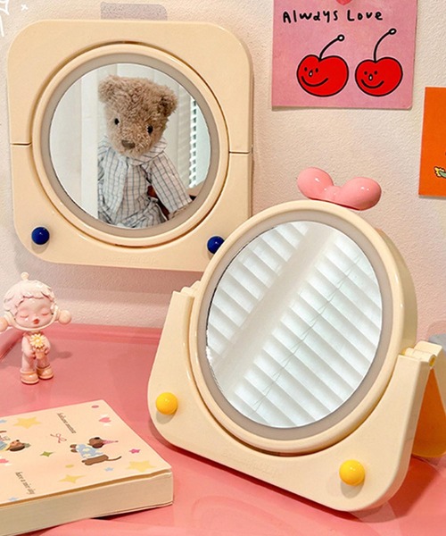 aimoha（アイモハ）の「リボン付き回転ミラー（ミラー・レディース・イエロー/ブルー・FREE）」の5枚目の写真
