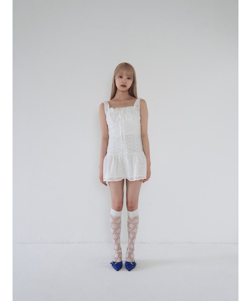 Super Beauty リネン混 スカラップレースワンピース ビジュー セーラーカラー刺繍ワンピース / GRACE CONTINENTAL | GRACE