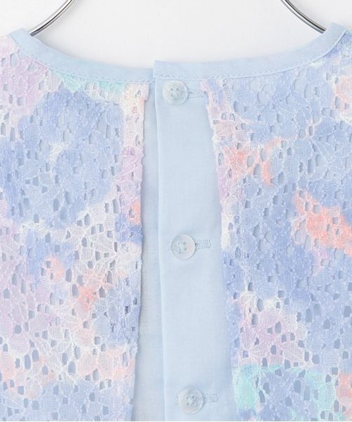 SALE　ラスト　フラワーレース　チュニック　クリーム　42(L)新品 フラワーレース袖無しチュニック【日本製】(80-90cm ラベンダー