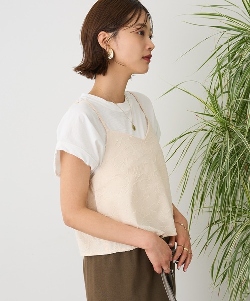 CRAFT STANDARD BOUTIQUE(クラフトスタンダードブティック)の「カットジャガードビスチェ◆(ベスト・レディース・ブラック/アイボリー・FREE)」の3枚目の写真