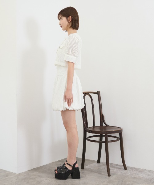 REDYAZEL（レディアゼル）の「メッシュレースショートシャツ×バルーンスカートセットアップ（セットアップ・レディース・ブラック/オフホワイト/ブルー・FREE）」の13枚目の写真