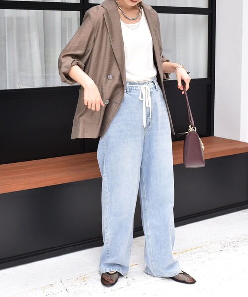 SHIPS(シップス)の「〈洗濯機可能〉ドロスト イージー デニム パンツ(デニムパンツ・レディース・ブルー・36/38)」の2枚目の写真