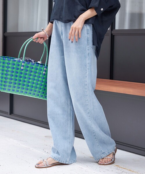 セール】〈洗濯機可能〉ドロスト イージー デニム パンツ（デニム