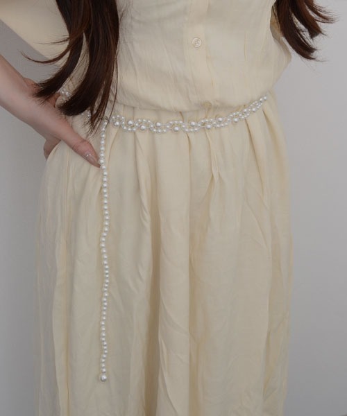 VIBGYOR Women（ヴィブジョー　ウィメン）の「【resonance】パール ウエストマーク ゴムベルト【マルチウェイ/オケージョン】（ベルト・レディース・ホワイト系3/ホワイト系2/ホワイト系1・FREE）」の9枚目の写真