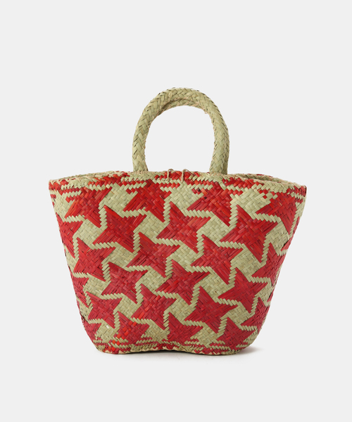 B.C STOCK（ベーセーストック）の「AFRICAN SQUARE/アフリカンスクエア 星柄 ストローカゴバッグ M（ショルダーバッグ・レディース・レッド・FREE）」の3枚目の写真