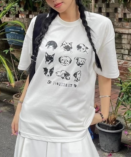 Vipoa(ヴィポア)の「Monochrome animal print T-shirt(Tシャツ/カットソー・レディース・ホワイト・FREE)」の7枚目の写真