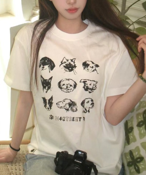 Vipoa(ヴィポア)の「Monochrome animal print T-shirt(Tシャツ/カットソー・レディース・ホワイト・FREE)」の12枚目の写真