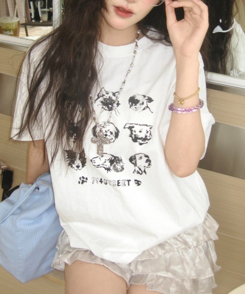 Vipoa(ヴィポア)の「Monochrome animal print T-shirt(Tシャツ/カットソー・レディース・ホワイト・FREE)」の14枚目の写真