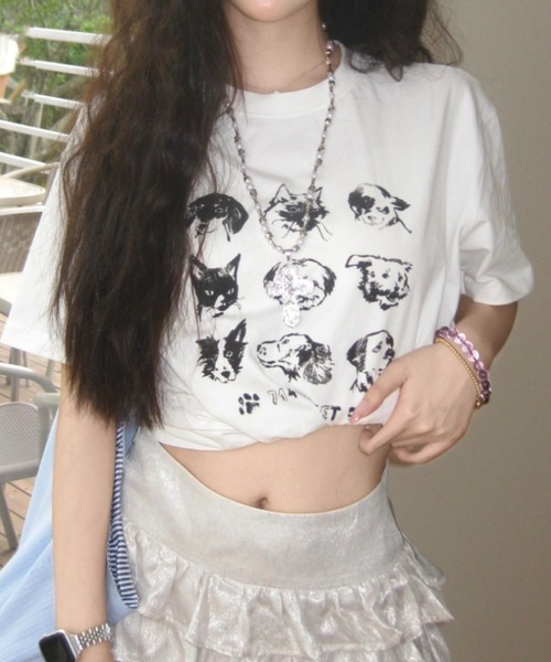 Vipoa(ヴィポア)の「Monochrome animal print T-shirt(Tシャツ/カットソー・レディース・ホワイト・FREE)」の17枚目の写真