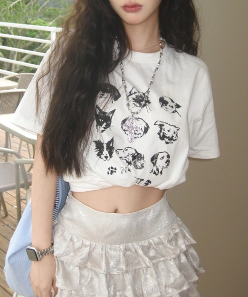 Vipoa(ヴィポア)の「Monochrome animal print T-shirt(Tシャツ/カットソー・レディース・ホワイト・FREE)」の18枚目の写真