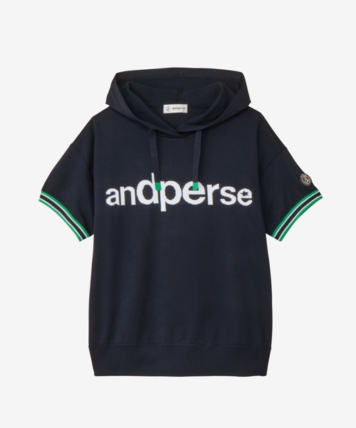 and per se（アンパスィ）の「アクティブニットハーフスリーブシャツ（レディース）（ニット/セーター・レディース・ホワイト/ネイビー/グリーン・L/M）」の3枚目の写真