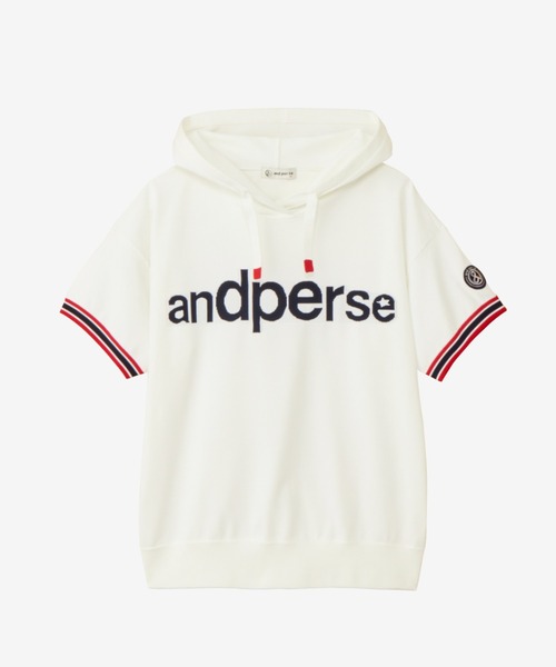 and per se（アンパスィ）の「アクティブニットハーフスリーブシャツ（レディース）（ニット/セーター・レディース・ホワイト/ネイビー/グリーン・L/M）」の4枚目の写真