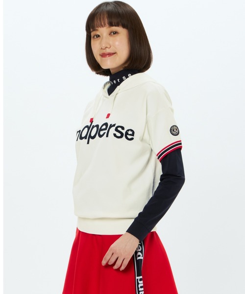 and per se（アンパスィ）の「アクティブニットハーフスリーブシャツ（レディース）（ニット/セーター・レディース・ホワイト/ネイビー/グリーン・L/M）」の9枚目の写真