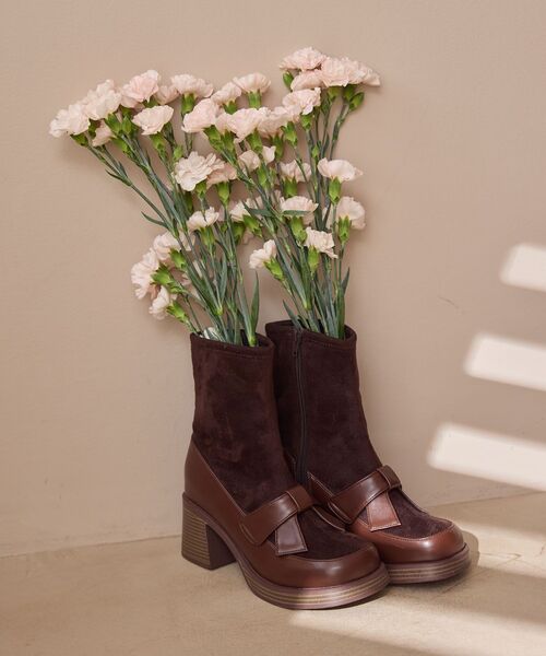 MAJESTIC LEGON（マジェスティックレゴン）の「リボンローファーコンビブーツ（ブーツ・レディース・ブラウン/ブラック・SMALL/MEDIUM/LARGE/X-LARGE）」の21枚目の写真