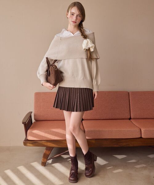 MAJESTIC LEGON（マジェスティックレゴン）の「リボンローファーコンビブーツ（ブーツ・レディース・ブラウン/ブラック・SMALL/MEDIUM/LARGE/X-LARGE）」の22枚目の写真