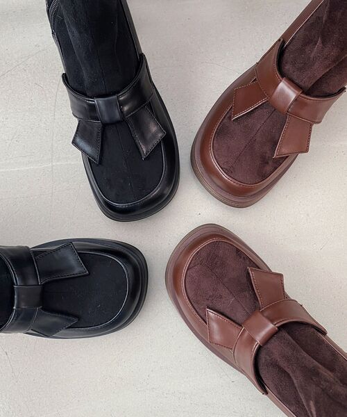 MAJESTIC LEGON（マジェスティックレゴン）の「リボンローファーコンビブーツ（ブーツ・レディース・ブラウン/ブラック・SMALL/MEDIUM/LARGE/X-LARGE）」の12枚目の写真