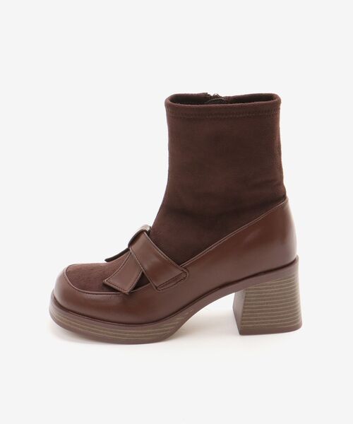 MAJESTIC LEGON（マジェスティックレゴン）の「リボンローファーコンビブーツ（ブーツ・レディース・ブラウン/ブラック・SMALL/MEDIUM/LARGE/X-LARGE）」の16枚目の写真