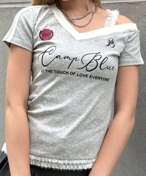 Lae(レイ)の「ワンショルダーユニフォームTシャツ(Tシャツ/カットソー・レディース・ブラック/グレー・SMALL/MEDIUM/LARGE)」の1枚目の写真