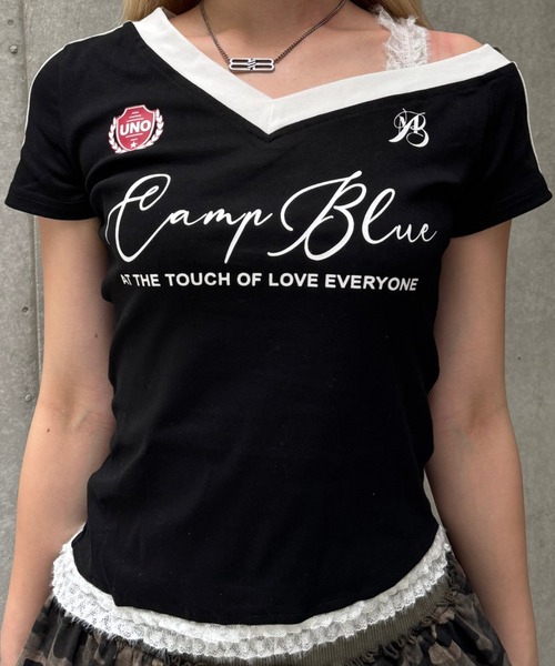Lae(レイ)の「ワンショルダーユニフォームTシャツ(Tシャツ/カットソー・レディース・ブラック/グレー・SMALL/MEDIUM/LARGE)」の2枚目の写真
