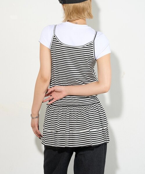 WHO'S WHO gallery（フーズフーギャラリー）の「フリルチュニックキャミワンピース（チュニック・レディース・グレー/オフホワイト/ブラック・FREE）」の8枚目の写真