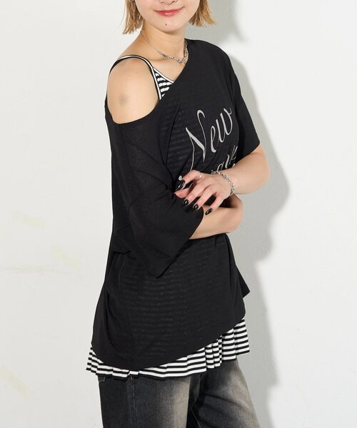 WHO'S WHO gallery（フーズフーギャラリー）の「フリルチュニックキャミワンピース（チュニック・レディース・グレー/オフホワイト/ブラック・FREE）」の14枚目の写真