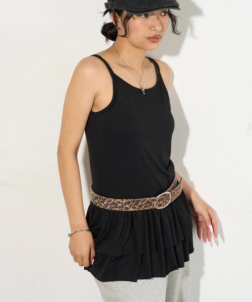 WHO'S WHO gallery（フーズフーギャラリー）の「フリルチュニックキャミワンピース（チュニック・レディース・グレー/オフホワイト/ブラック・FREE）」の19枚目の写真