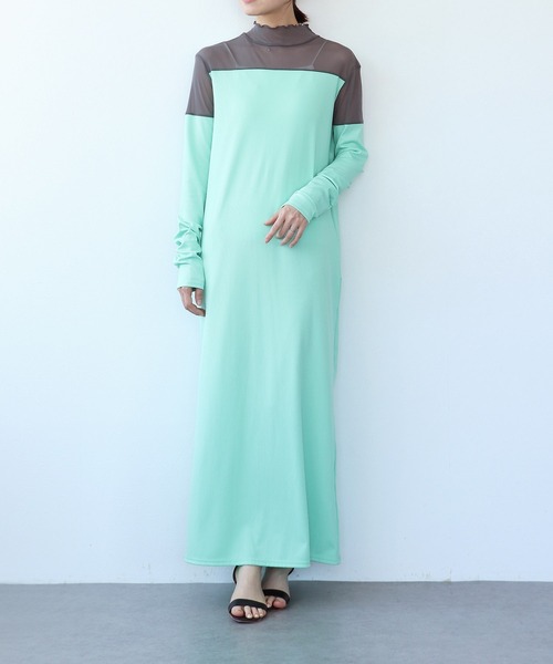 TITE IN THE STORE(ティテ インザ ストア)の「【前後2WAY】メッシュ切替ワンピース(ワンピース・レディース・ネイビー/グリーン/オフホワイト・38)」の3枚目の写真