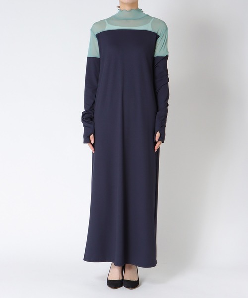 TITE IN THE STORE(ティテ インザ ストア)の「【前後2WAY】メッシュ切替ワンピース(ワンピース・レディース・ネイビー/グリーン/オフホワイト・38)」の5枚目の写真