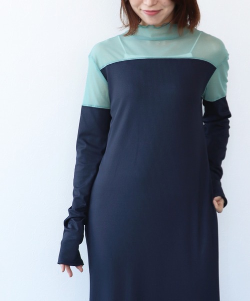TITE IN THE STORE(ティテ インザ ストア)の「【前後2WAY】メッシュ切替ワンピース(ワンピース・レディース・ネイビー/グリーン/オフホワイト・38)」の18枚目の写真