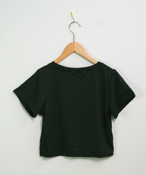 shopnikoniko(ショップニコニコ)の「プリントTシャツ 半袖 ショート丈 フォトプリント 韓国 y2k クロップド丈 モノクロプリント Tシャツ(Tシャツ/カットソー・レディース・ブラック・フリー)」の12枚目の写真