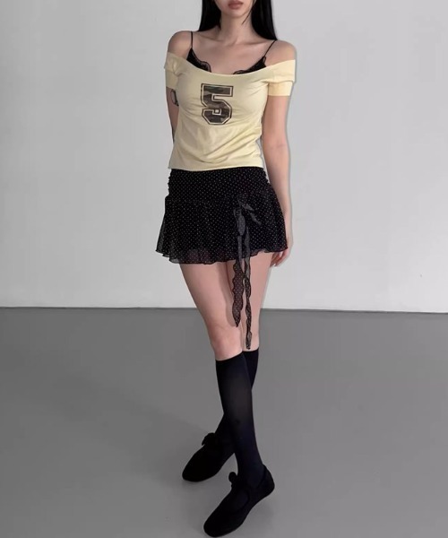 .KOM（ドットコム）の「A'GEM/9 × .kom 『.KOM/ドットケーオーエム』ドットレースミニスカート（スカート・レディース・ブラック/ホワイト・M）」の18枚目の写真