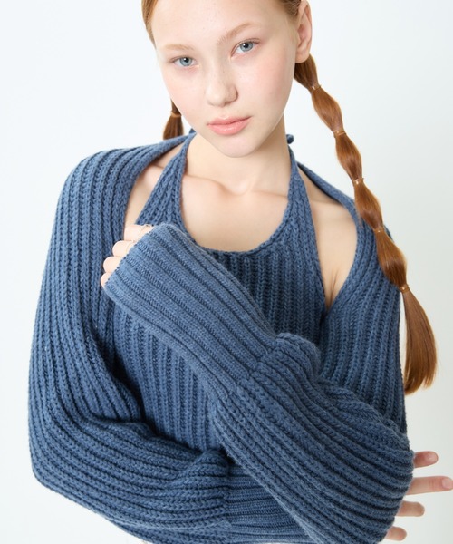 LUVISTRUE(ラヴイズトゥルー)の「CH BOLERO HALTERNECK SET(カーディガン/ボレロ・レディース・ブルー/グレー・FREE)」の3枚目の写真
