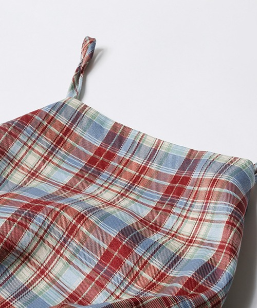 ワンピース LA POMME petit Red Plaid Puff Cami Dress Red Plaid Puff Cami Dress（ワンピース）｜LA POMME petit（ラポミ