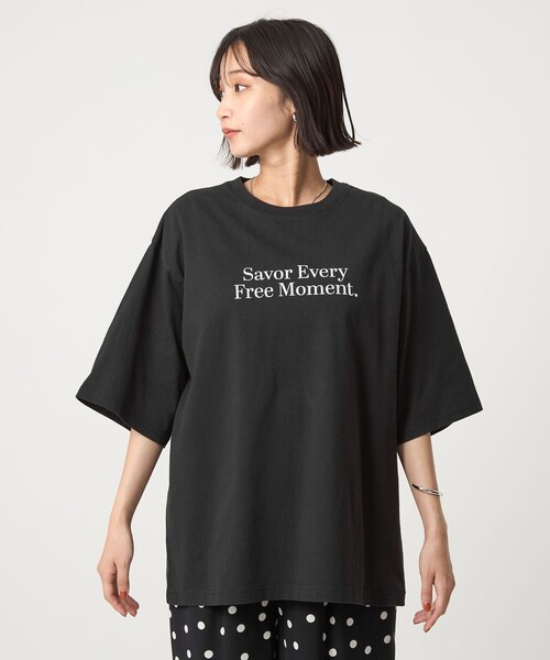  ★★ロゴテープ クロップ ショートスリーブ Tシャツ セール】【WEB限定】＜at ease＞ロゴ オーバー ショートスリーブ