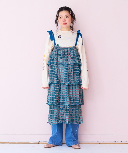 MARKEY'S（マーキーズ）の「ギンガムプリーツティアードワンピース/おとな（ワンピース・レディース・ブラック系その他/ベージュ系その他/グリーン系その他・160cm）」の2枚目の写真