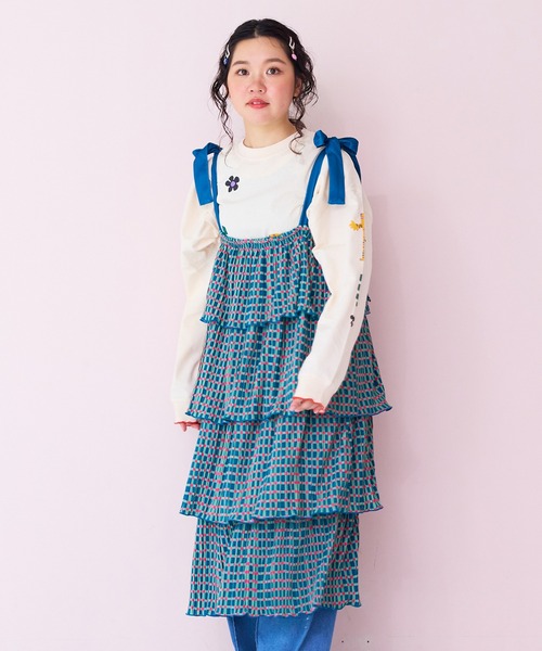 MARKEY'S（マーキーズ）の「ギンガムプリーツティアードワンピース/おとな（ワンピース・レディース・ブラック系その他/ベージュ系その他/グリーン系その他・160cm）」の7枚目の写真