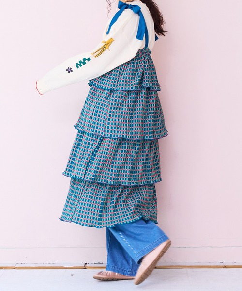 MARKEY'S（マーキーズ）の「ギンガムプリーツティアードワンピース/おとな（ワンピース・レディース・ブラック系その他/ベージュ系その他/グリーン系その他・160cm）」の10枚目の写真