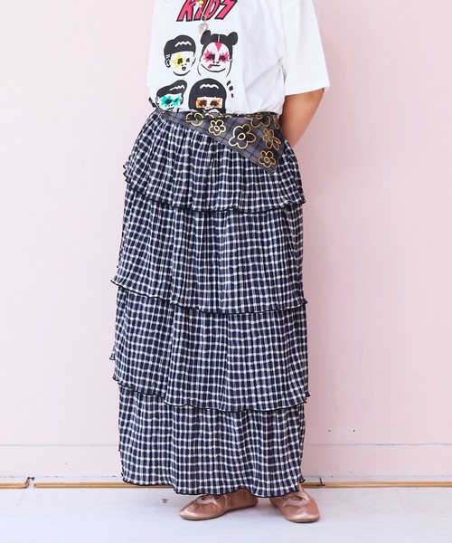 MARKEY'S（マーキーズ）の「ギンガムプリーツティアードワンピース/おとな（ワンピース・レディース・ブラック系その他/ベージュ系その他/グリーン系その他・160cm）」の5枚目の写真