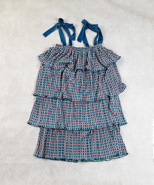 MARKEY'S（マーキーズ）の「ギンガムプリーツティアードワンピース/おとな（ワンピース・レディース・ブラック系その他/ベージュ系その他/グリーン系その他・160cm）」の16枚目の写真