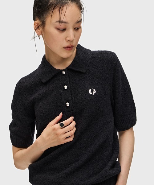 Textured Knitted Polo Shirt／テクスチャーニットポロシャツ