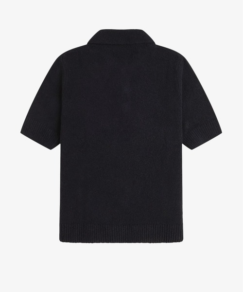 FRED PERRY ブラック サマーニット ポロシャツ Textured Knitted Polo Shirt／テクスチャーニットポロシャツ