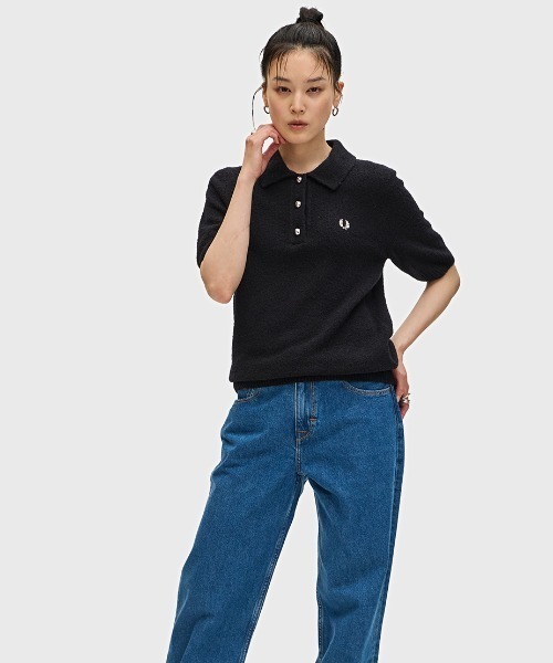 Textured Knitted Polo Shirt／テクスチャーニットポロシャツ